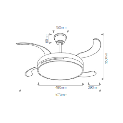 Ventilador Ecolux EOLO 72W CCT DIM Blanco