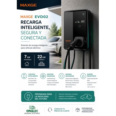 Maxge EVD02  7,4kW estación de recarga inteligente para coche eléctrico | Onulec