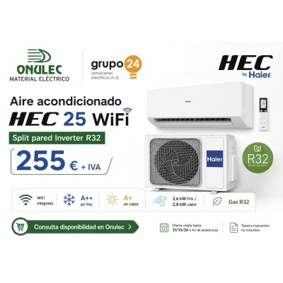 Conjunto split pared HEC 25 WIFI HEC25T0-IN + HEC25T0-OU R32