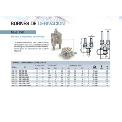 BORNA BIMETALICA DOBLE DE TORRETA MOD. TRF