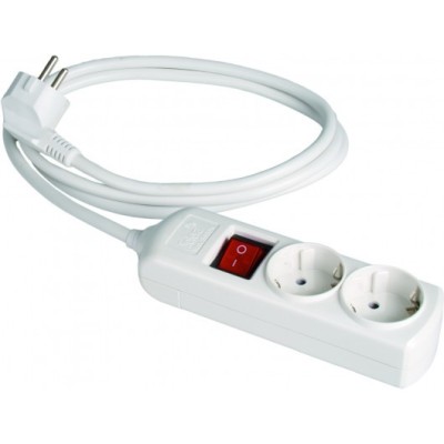 V-TAC Regleta con cable de 15mt 4 tomas 10/16A 2P+T Bypass con conexión a  pared con enchufe 16A 2P+T Color Blanco