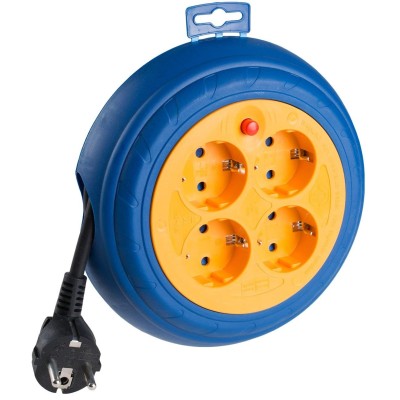 Enrrollacable con 4 tomas de corriente bipolares Cable de 3 metros, Solera 250V 16A