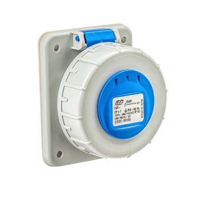 Base empotrar IP67 2 polos + toma tierra 16A 220/230V de color azul