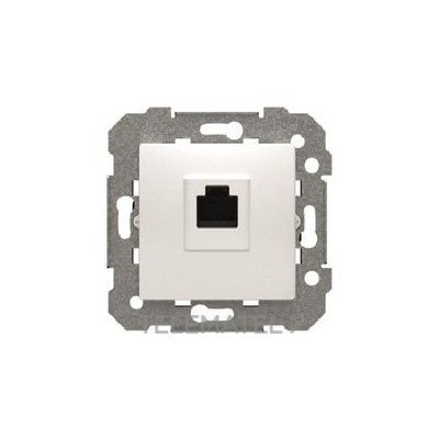 Base enchufe Schuko emborne con tornillo protección serie Viva en blanco