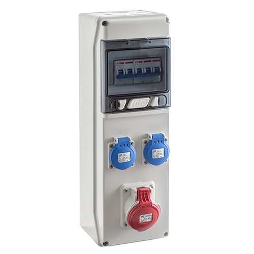 CAJA SUPERFICIE SV6302  IDE 1X6 MÓDULOS CON  TOMAS CORRIENTE IP65