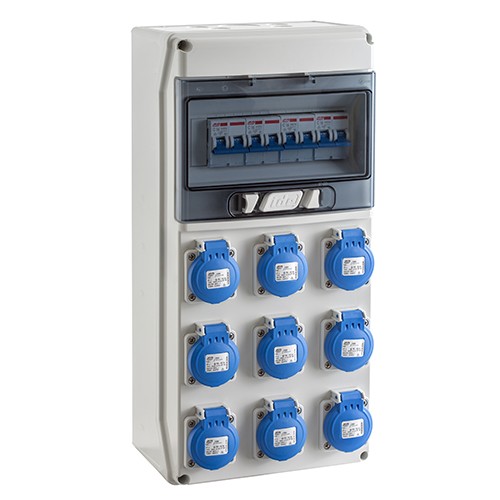 CAJA SUPERFICIE SV9100 IDE  1X9 MÓDULOS CON  TOMAS CORRIENTE IP65