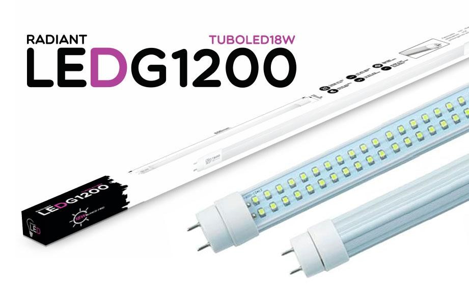 TUBO LED G1200 120CM 18W 6500K LUZ FRÍA 1500LM RADIANT LED