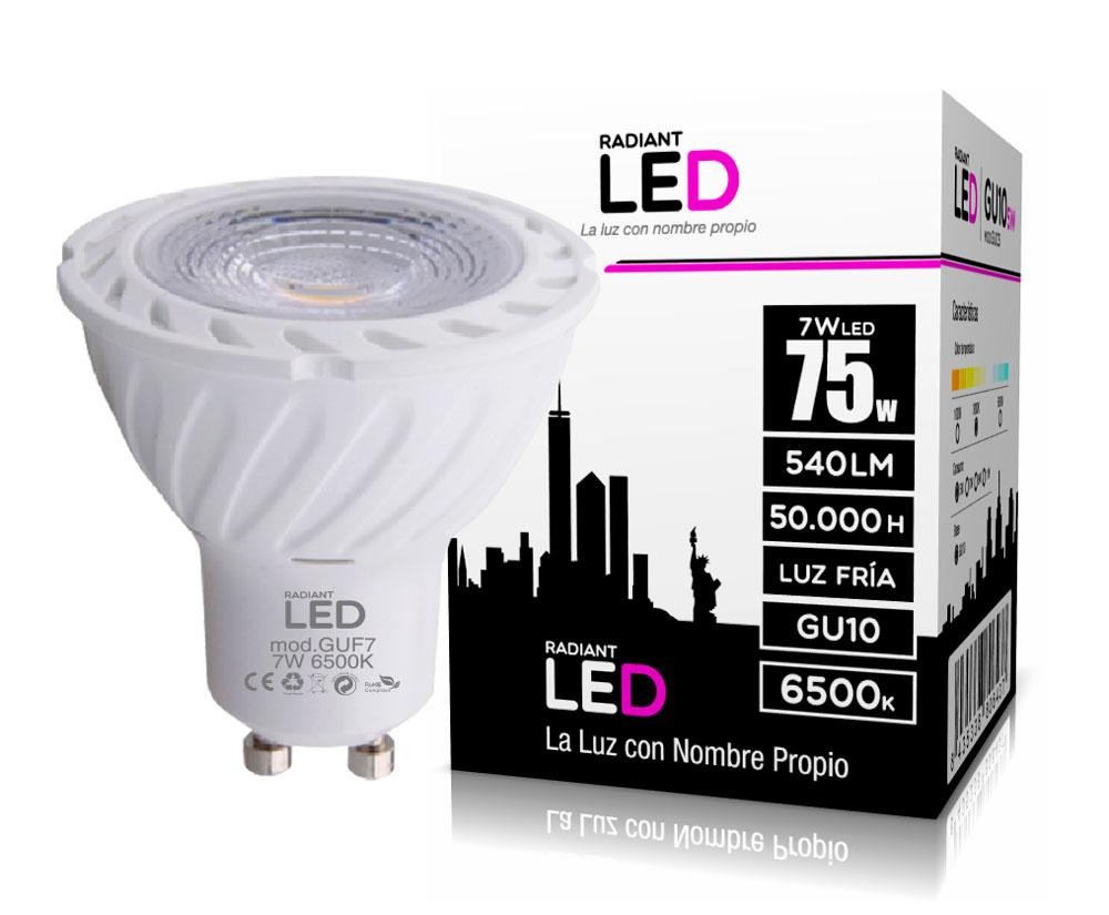 BOMBILLA LED GU10 7W 6500K LUZ FRÍA 540LM RADIANT LED