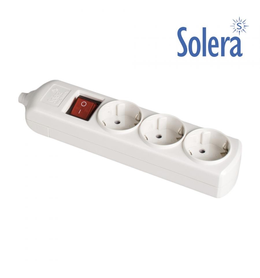 BASE 3 TOMAS BIPOLAR 16A 250V BLANCO CON OBTURADOR+INTERRUPTOR