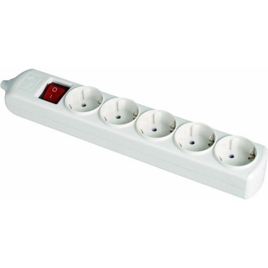BASE 5 TOMAS BIPOLAR 16A 250V BLANCO CON OBTURADOR+INTERRUPTOR