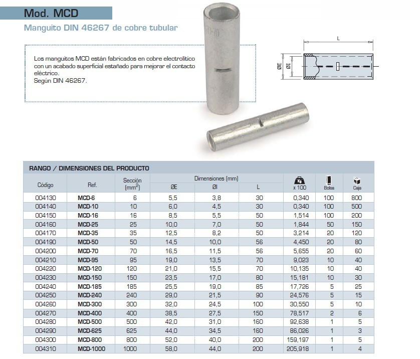 MANGUITO 95MM DE COBRE TUBULAR MODELO M
