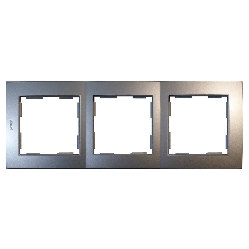 PLACA PARA  3 ELEMENTOS PLATA SIMON 28 ref: 28630-33