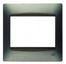 Placa 2 elementos horizontal serie Coral embellecedor sin bastidor en gris sombra