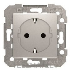 Base Schuko serie Viva en plata luna + emborne por tornillo con protección infantil