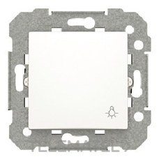 Pulsador contacto abierto logo bombilla serie Viva en blanco