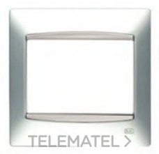 Placa 2 elementos horizontal serie Coral embellecedor sin bastidor en plata luna