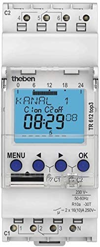 Interruptor horario digital  Theben TOP-3 TR612 2 canales - Carril DIN - 2 módulos