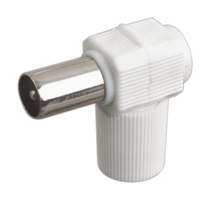 Conector TV macho acodado/bisagra