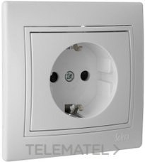 BASE ENCHUFE 2P+TT CON OBTURADOR 16A 250V 83x81 TORNILLO BLANCO