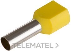 TERMINAL PUNTERA HUECA DOBLE 14mm 2x6mm² AMARILLO (BOLSA 50u)