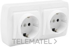 BASE FIJA DOBLE 2P+T 16A 250V 148x72x28 BLANCO