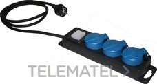 BASE MÚLTIPLE CON 3 TOMAS IP44 CABLE H05RR-F 1,5m
