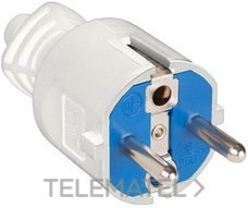 CLAVIJA 2P+T 16A 250V PVC C/DBL.SIST.A TIERRA,SUJETACABLES ATBL.P/FÁCIL EMBOR.BL