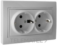 BASE DOBLE ENCHUFE 2P+TT OBTURADOR 16A 250V 154x81 BLANCO