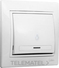 PULSADOR LUZ LUMINOSO 10A 250V 83x81 TORNILLO BLANCO