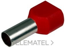 TERMINAL PUNTERA HUECA DOBLE 14mm 2x10mm² ROJO (BOLSA 50u)