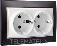 BASE DOBLE ENCHUFE 2P+TT OBTURADOR 16A 250V 154x81 NEGRO