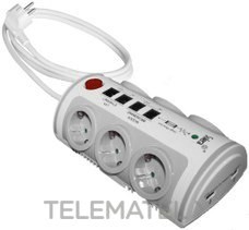 BASE MÚLTIPLE CON 6 TOMAS CABLE H05VV-F 3G1,5 2m