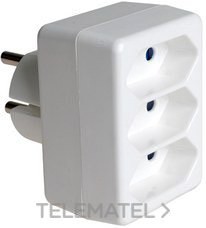 ADAPTADOR 3 TOMAS BIPOLAR 10A 250V