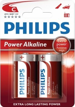 Pilas alcalina LR14 Power Alkaline Philips 12 blisters de 2 unidades.